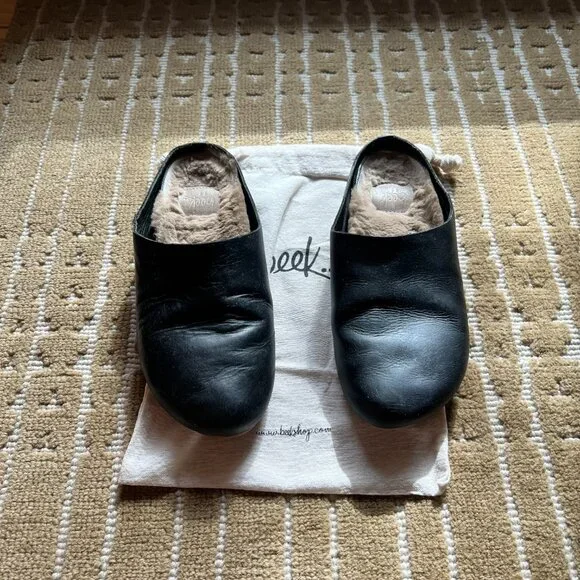 Beek Cardonal Shearling Slip on - Black Leather Size 11 - Picture 4 of 6